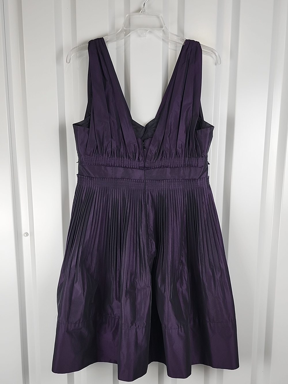 BCBGeneration Womens Poly Taffeta Iridescent Purple Pleated Short Dress Size 12 - Picture 3 of 11